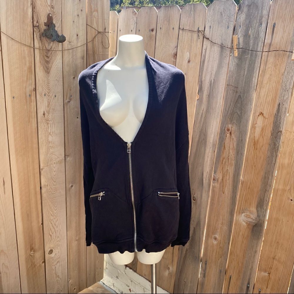 Wilfred Free black long zip up sweater cardigan size medium